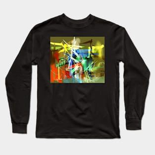 Abstract Green and Red Long Sleeve T-Shirt